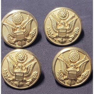 Brass Vintage Waterbury Gold Military Uniform Buttons Set Of 4